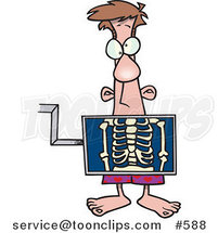 Cartoon Guy Standing Behind an Xray Machine by Toonaday