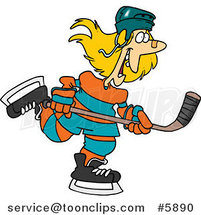 Cartoon Female Hockey Player by Toonaday