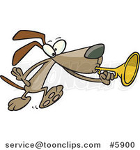 Cartoon Dog Playing a Horn by Toonaday