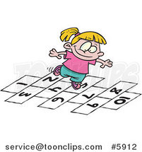 Cartoon Girl Playing Hop Scotch by Toonaday
