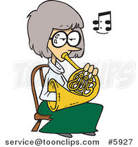 Cartoon Lady Playing a French Horn by Toonaday