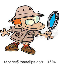 Cartoon Archaeology Boy Using a Magnifying Glass by Toonaday