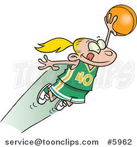 Cartoon Girl Leaping with a Basketball by Toonaday