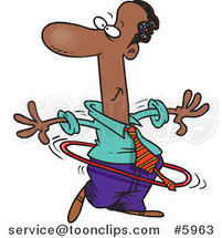 Cartoon Black Business Man Using a Hula Hoop by Toonaday
