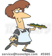 Cartoon Lady Serving Finger Foods by Toonaday
