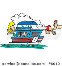 Cartoon Couple on Their House Boat by Toonaday