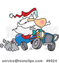 Cartoon Santa Driving a Hot Rod by Toonaday