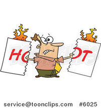 Cartoon Guy Tearing a Hot Sign by Toonaday