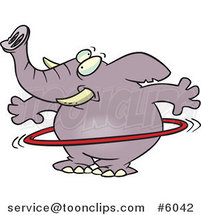 Cartoon Elephant Using a Hula Hoop by Toonaday