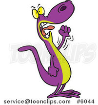 Cartoon Mad Lizard Waving His Fist by Toonaday