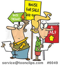 Cartoon Couple House Hunting by Toonaday