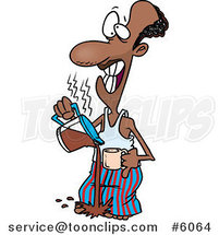 Cartoon Black Guy Pouring Hot Coffee on His Feet by Toonaday