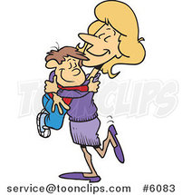 Cartoon Mom Hugging Her Son by Toonaday