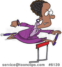 Cartoon Black Business Woman Leaping over a Hurdle by Toonaday