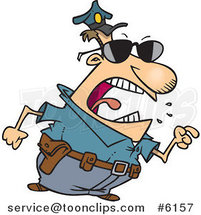 Cartoon Mad Police Guy Pointing His Finger by Toonaday