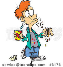Cartoon Bad Mannered Boy Eating a Sloppy Sandwich by Toonaday