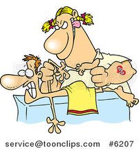 Cartoon Rough Female Massage Therapist Mangling a Patient by Toonaday