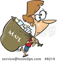 Cartoon Mail Lady Carrying a Big Bag by Toonaday