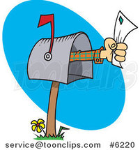 Cartoon Hand Holding a Letter out of a Mailbox by Toonaday
