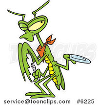 Cartoon Hungry Praying Mantis Holding out a Plate by Toonaday