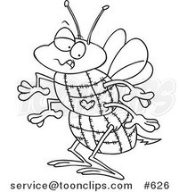 Cartoon Line Art of a Quilted Bee by Toonaday