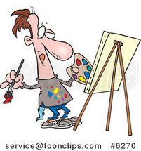Cartoon Artist Painting His Masterpiece by Toonaday