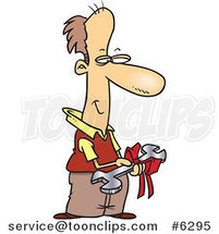 Cartoon Pleased Dad Holding a Wrench Gift by Toonaday