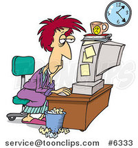 Cartoon Tired Lady Trying to Meet Her Deadline by Toonaday
