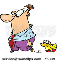 Cartoon Business Man Rolling His Duck Toy by Toonaday