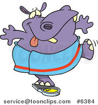 Cartoon Hippo Trying to Deceive a Scale by Toonaday