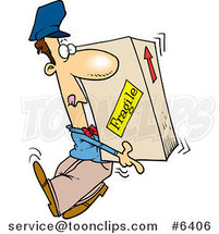 Cartoon Delivery Guy Carrying a Heavy Box by Toonaday