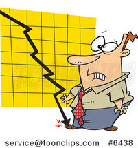 Cartoon Chart Crashing into a Business Man's Foo by Toonaday