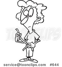 Cartoon Line Art Design of a Thin Lady Measuring Her Waist by Toonaday