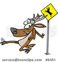 Cartoon Crossing Deer by Toonaday