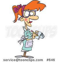 Cartoon Red Haired Waitress Taking an Order by Toonaday