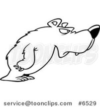 Cartoon Black and White Line Drawing of a Disgruntled Bear by Toonaday