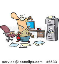 Cartoon Disorganized Business Man in a Messy Office by Toonaday