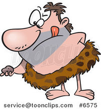 Cartoon Caveman Discovering a Rock by Toonaday