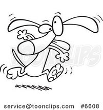 Cartoon Black and White Line Drawing of a Dancing Dog by Toonaday