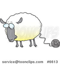 Cartoon Sheep Connected to Yarn by Toonaday