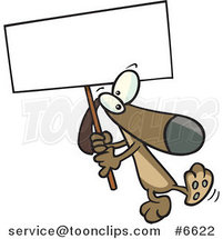 Cartoon Dog Carrying a Sign by Toonaday