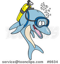 Cartoon Scuba Dolphin by Toonaday