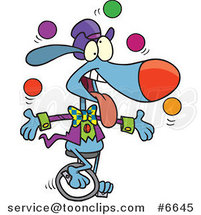 Cartoon Dog Juggling and Unicycling by Toonaday