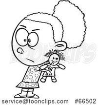 Cartoon Black and White Selfish Girl Refusing to Share a Doll by Toonaday