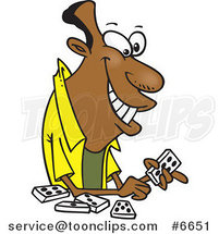 Cartoon Black Guy Playing Dominoes by Toonaday