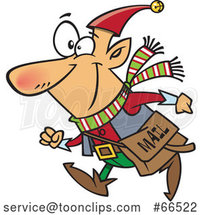 Cartoon Christmas Elf with a Mail Pouch by Toonaday