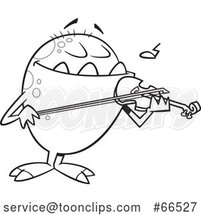 Cartoon Black and White Monster Playing a Violin by Toonaday