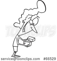 Cartoon Black and White Lady Enthused About a Gift by Toonaday
