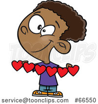 Cartoon Boy Holding a Banner of Heart Cut Outs by Toonaday