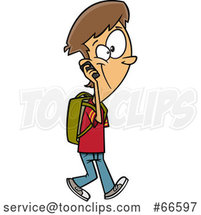 Cartoon White Teen Boy Walking and Talking on a Cell Phone by Toonaday